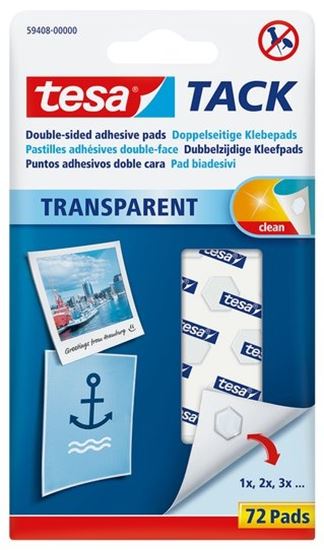 Obrázek z Tesa TACK oboustranně lepicí polštářky - transparentní / 72 ks