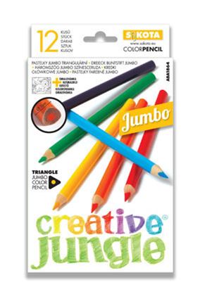 Obrázek Pastelky trojhranné Creative Jungle  - 12 barev / JUMBO