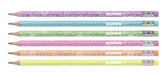 Obrázek z Tužka trojhranná Kores Collagey Style - HB / barevný mix