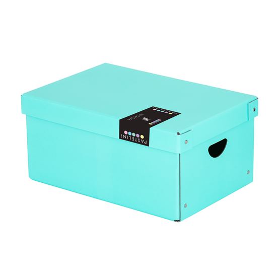 Obrázek z Krabice úložná lamino PASTELINI - modrá/ 35,5 x 24 x 16 cm