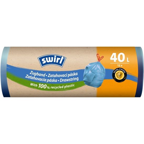 Obrázek z Swirl pytle do koše zatahovací 56x59cm / 40l / 12ks / modré