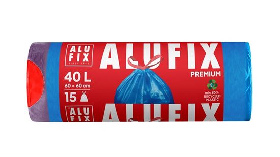 Obrázek z Pytle do koše Alufix stahovací Premium 60x60 cm / 40 L / 15 ks / modré