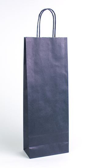 Obrázek z Taška papírová na láhev s krouceným uchem  modrá / 14 x 8 x 39 cm