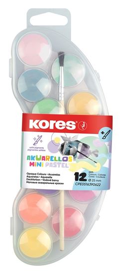 Obrázek z Vodové barvy Kores Akuarellos MINI -  12 pastelových barev + štětec