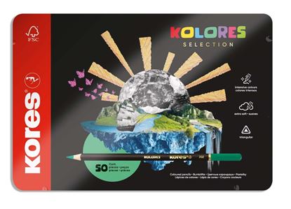 Obrázek Pastelky trojhranné Kores Kolores box - 50 barev