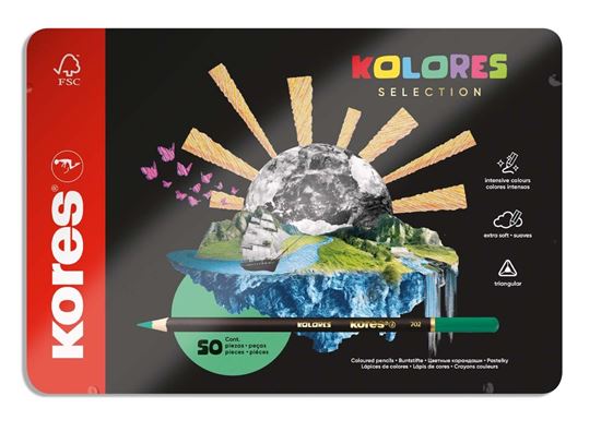 Obrázek z Pastelky trojhranné Kores Kolores box - 50 barev