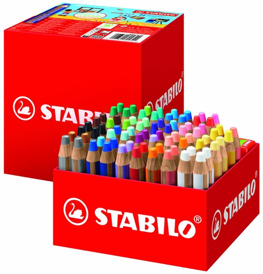 Obrázek z Multifunkční pastelky STABILO® woody XL školní set - 76 barev + 4 ks ořezávátek