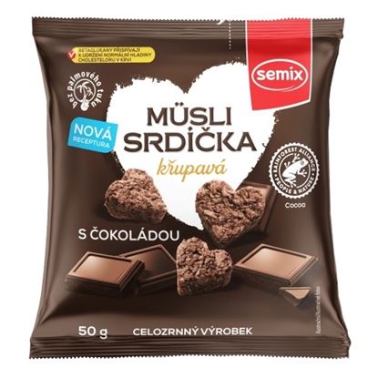 Obrázek Sušenky Müsli srdíčka s čokoládou 50 g