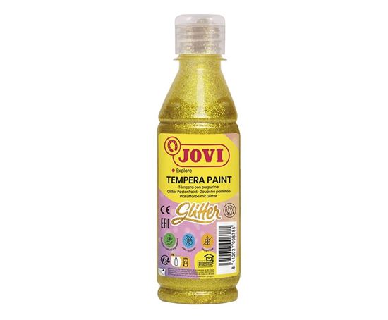 Obrázek z Tekuté temperové barvy JOVI PREMIUM v lahvi - 250 ml / glitr žlutá