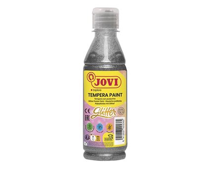 Obrázek Tekuté temperové barvy JOVI PREMIUM v lahvi - 250 ml / glitr stříbrná