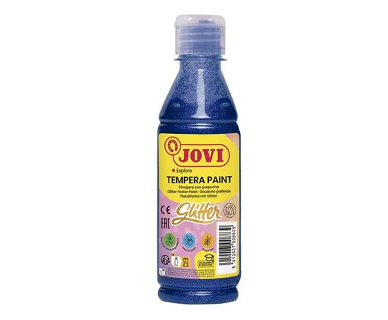 Obrázek z Tekuté temperové barvy JOVI PREMIUM v lahvi - 250 ml / glitr modrá