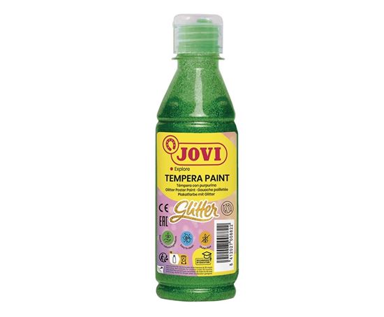 Obrázek z Tekuté temperové barvy JOVI PREMIUM v lahvi - 250 ml / glitr zelená