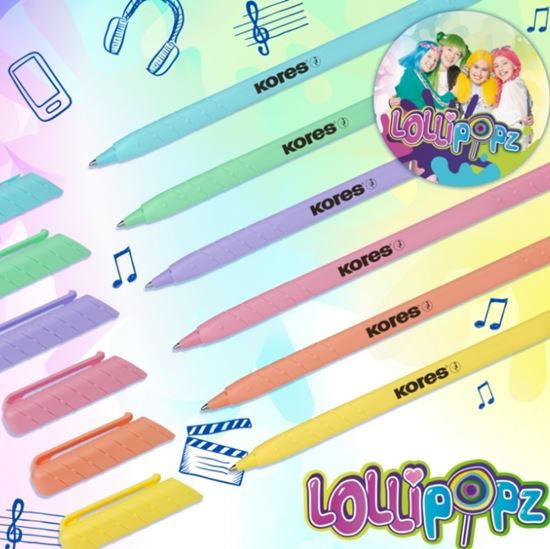 Obrázek z Kuličkové pero Kores K0 LOLLIPOPZ - pastelový mix / sada 6 ks