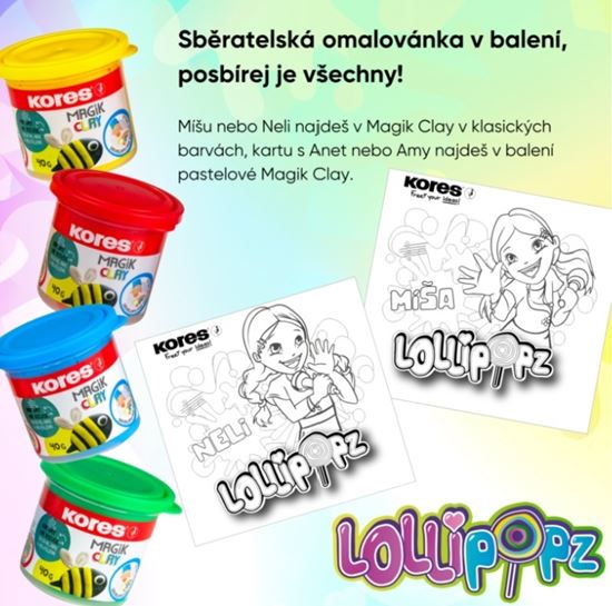 Obrázek z Modelovací hmota KORES MAGIK CLAY LOLLIPOPZ - klasické barvy 4x40 g