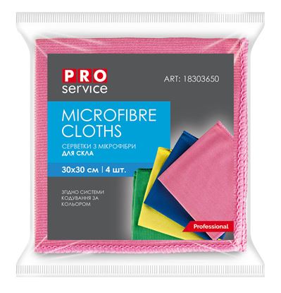Obrázek Utěrka z mikrovlákna PRO service na sklo 4 ks - 30 x 30 cm / mix barev