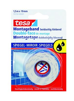 Obrázek Montážní páska oboustranná Tesa na zrcadla - bílá / 19 mm x 1,5 m