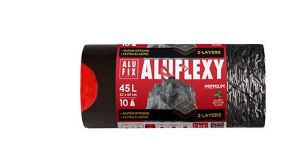 Obrázek Pytle Alufix ALUFLEXY stahovací - 52x69cm / 45l / 30my / 10ks / stříbrnočerná