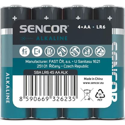 Obrázek Baterie Sencor alkalická tužková AA LR6 / 4 ks