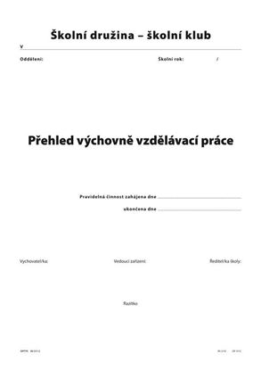 Obrázek Přehled výchovně vzdělávací práce pro školní družiny a kluby A4 / 56 str.