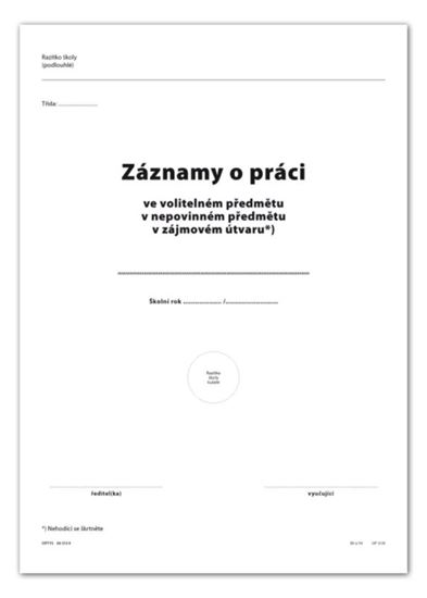 Obrázek z Záznamy o práci v nepovinném předmětu, zájmovém útvaru dvoulist A4