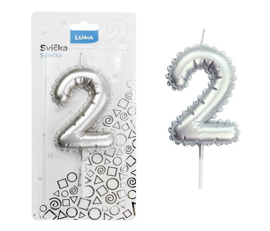 Obrázek z Svíčka dortová č. 2 - stříbrná