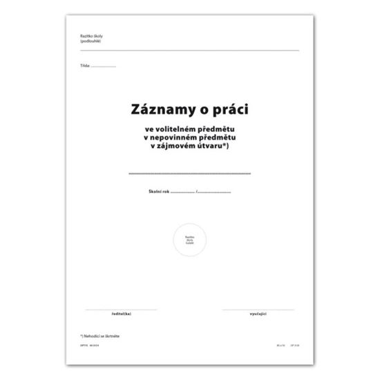 Obrázek z Záznamy o práci v nepovinném předmětu, zájmovém útvaru dvoulist A4