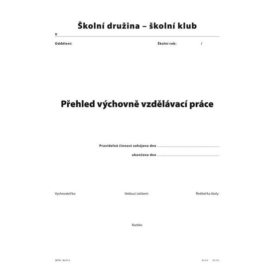 Obrázek z Přehled výchovně vzdělávací práce pro školní družiny a kluby A4 / 56 str.