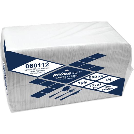 Obrázek z PrimaSoft Gastro papírové ubrousky 1-vrstvé 33 x 33 cm 500ks