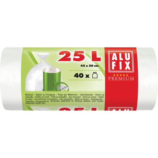 Obrázek z Pytle do koše Alufix Premium - 50x45cm / 25litrů / 10my / 40ks / bílá