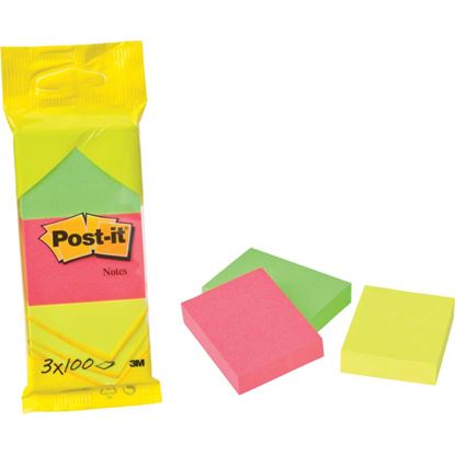 Obrázek Samolepicí bločky Post-it - 51 mm x 38 mm / 3 x 100 lístků neon
