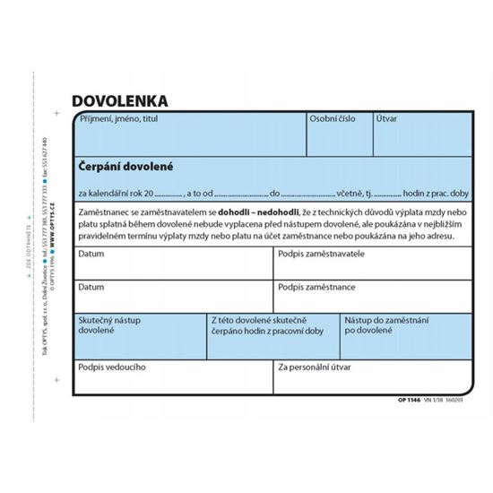 Obrázek z Optys 1146 dovolenka 100 listů A6