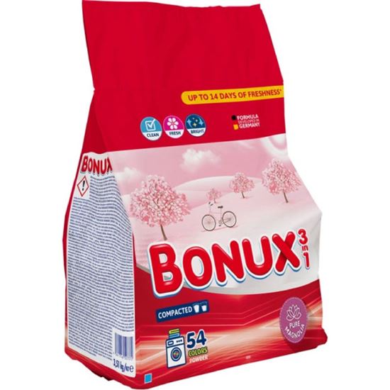 Obrázek z Prací prášek Bonux Color Pure Magnolia 3v1 - 54 PD / 3,51 kg
