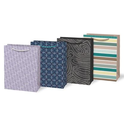 Obrázek Taška dárková papírová - mix geometrické vzory / 19 x 25 x 9 cm