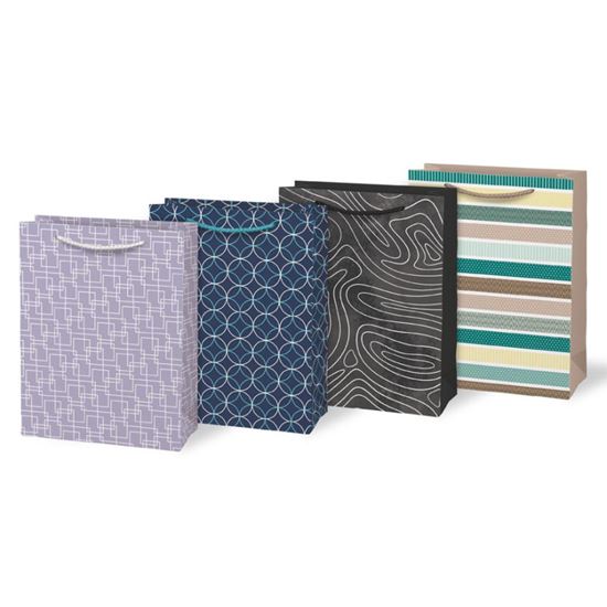 Obrázek z Taška dárková papírová - mix geometrické vzory / 19 x 25 x 9 cm