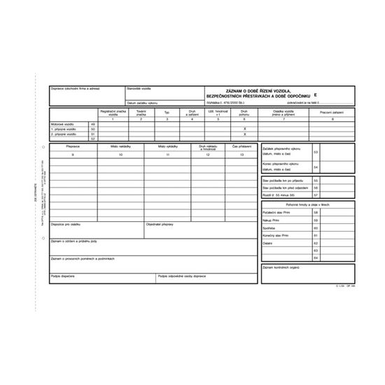 Obrázek z Optys 1166 záznam o provozu nákladního vozidla číslovaný A4