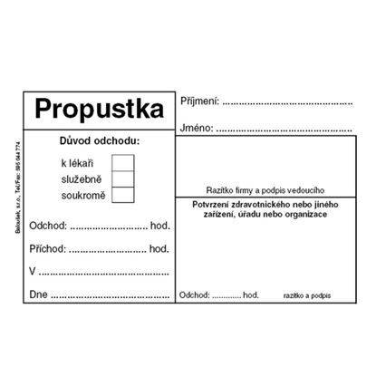 Obrázek Propustka Baloušek A7 / 50 listů / ET077