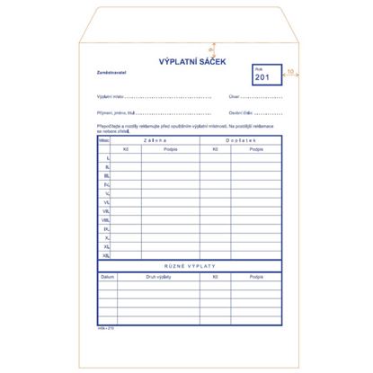 Obrázek MSK 210 výplatní sáčky výplatní sáček