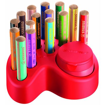 Obrázek Pastelky STABILO® Woody multifunkční / stolní set / 15 barev + ořezávátko