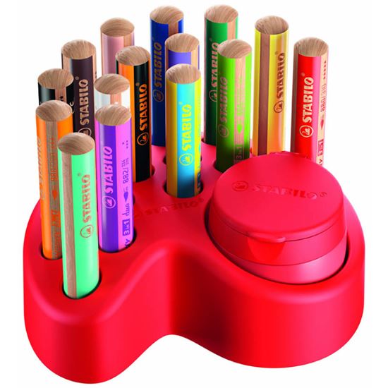 Obrázek z Pastelky STABILO® Woody multifunkční / stolní set / 15 barev + ořezávátko