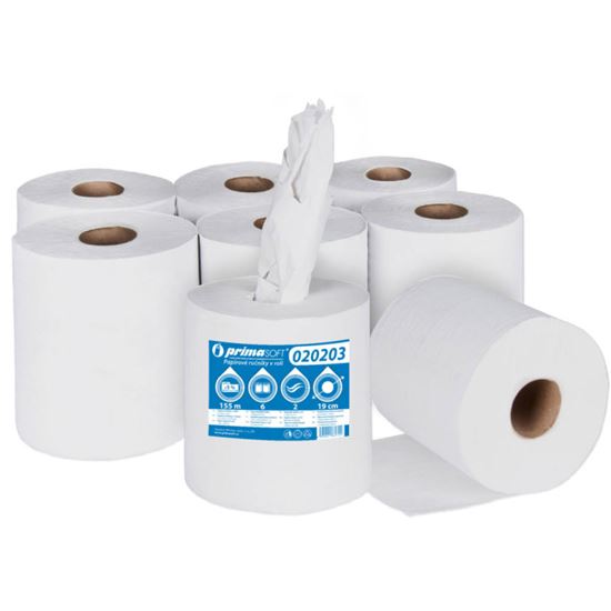 Obrázek z Papírové ručníky v rolích - PrimaSOFT maxi / 155 m / recykl