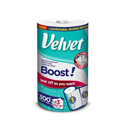 Obrázek Utěrky papírové Velvet Boost - 150 útržků / třívrstvé