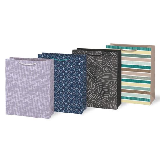 Obrázek z Taška dárková papírová - mix geometrické vzory / 26 x 32 x 13,8 cm