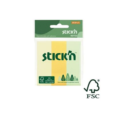 Obrázek Samolepicí záložky Stick´n by Hopax FSC - 76 x 25 mm / 3 x 50 lístků / pastelové barvy