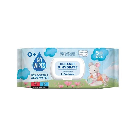 Obrázek z Vlhčené ubrousky GoWipes - Aloe a D-Panthenol 50 ks