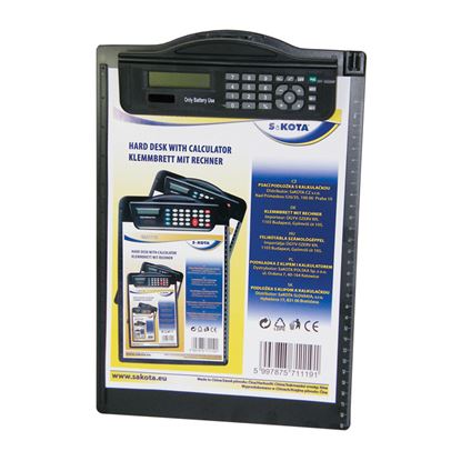 Obrázek Podložka A4 s klipem a kalkulačkou - černá