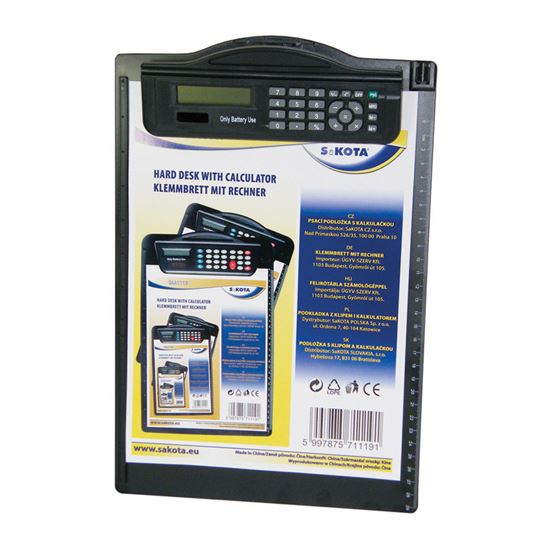 Obrázek z Podložka A4 s klipem a kalkulačkou - černá