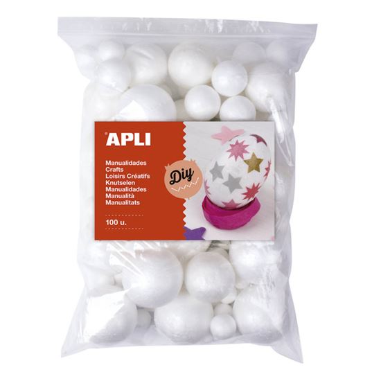 Obrázek z Polystyrénové koule APLI Jumbo / mix velikostí / 100 ks