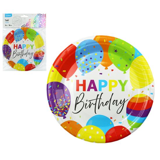 Obrázek z Papírový talíř Happy Birthday / 18cm / 6ks