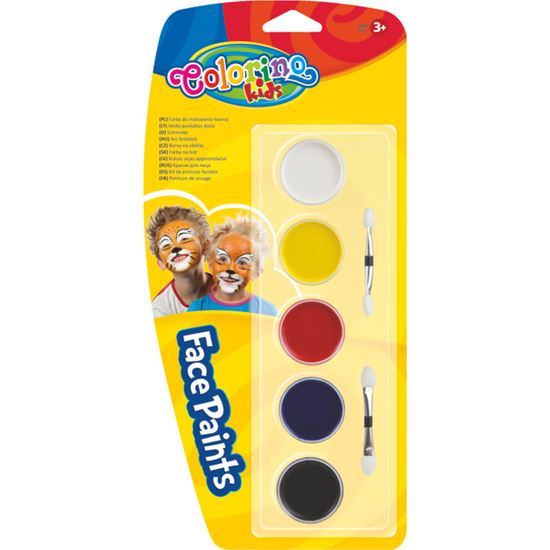 Obrázek z Obličejové barvy Colorino suché - 5 barev + štěteček