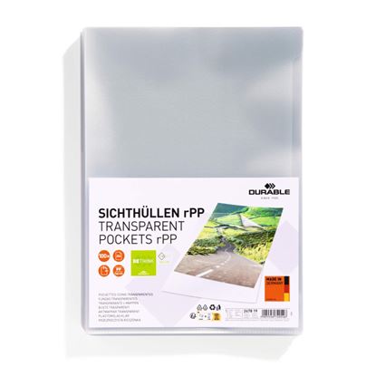 Obrázek Zakládací obal A4 Durable Premium RECY - tvar L / 100 my / 100 ks